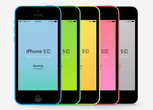 Archivos PSD gratuitos de dispositivos Apple para tus prototipos de aplicaciones: iPhone 5c PSD Mockups