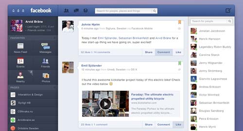 Conceptos de nuevo diseño de Facebook: Facebook for OS X de Arvid Brañe