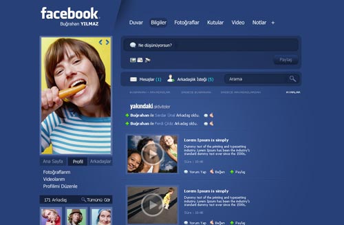 Conceptos de nuevo diseño de Facebook: Facebook Profile v3 de SencerBugrahan