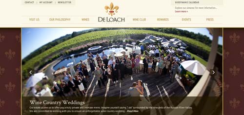 Ejemplos de paginas web de bodegas de vino: DeLoach Vineyards