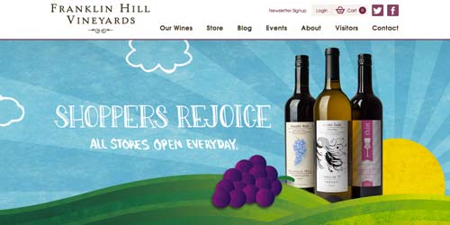 Ejemplos de paginas web de bodegas de vino: Franklin Hill Vineyards