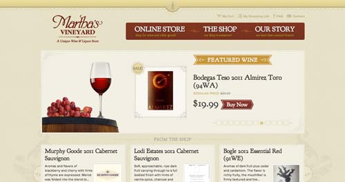 Ejemplos de paginas web de bodegas de vino: Martha's Vineyard