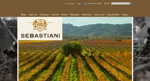 Ejemplos de paginas web de bodegas de vino: Sebastiani Vineyards and Winery