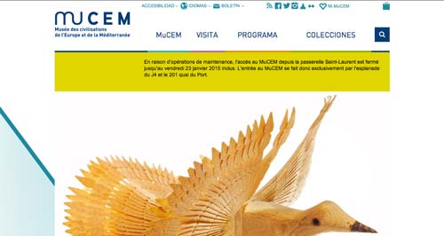 Ejemplos de paginas web de museos y galerías de arte: MuCEM