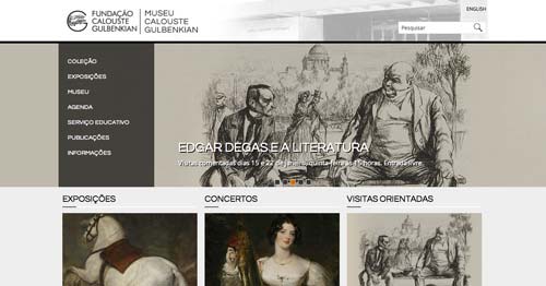 Ejemplos de paginas web de museos y galerías de arte: Museu Calou Gulbenkian