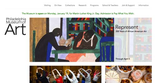 Ejemplos de paginas web de museos y galerías de arte: Philadelphia Museum of Art