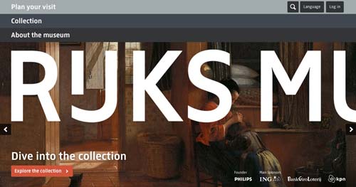 Ejemplos de paginas web de museos y galerías de arte: Rikjsmuseum