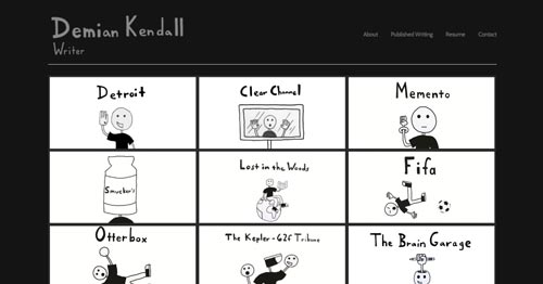 Ejemplos de paginas web de redactores creativos: Demian Kendall