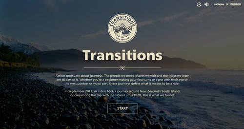 Ejemplos de paginas web que hacen uso de botones fantasma: Transitions