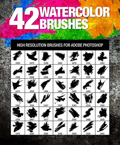 Pinceles Photoshop gratuitos con efecto de acuarela: 42 Watercolor Brushes