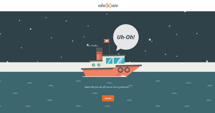 Ejemplos de paginas web creativas que presentan error 404: Edukate