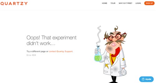 Ejemplos de paginas web creativas que presentan error 404: Quartzy