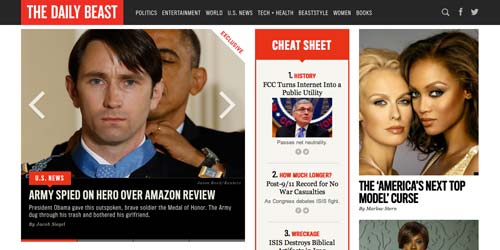 Ejemplos de paginas web de revistas y diarios online: The Daily Beast