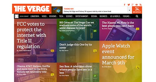 Ejemplos de paginas web de revistas y diarios online: The Verge