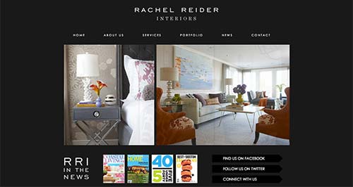 Ejemplos de paginas web de agencias de diseño de interiores: Rachel Reider