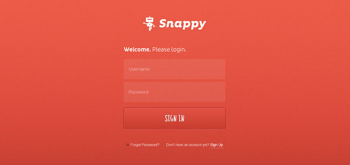 Ejemplos de formularios web de acceso: Snappy Login