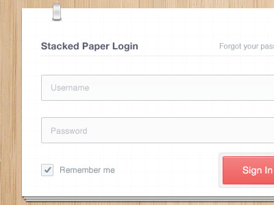 Ejemplos de formularios web de acceso: Stacked Paper