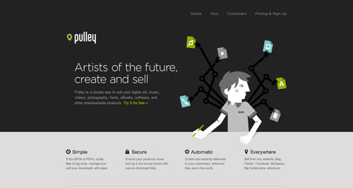 Páginas para vender por internet productos digitales: Pulley