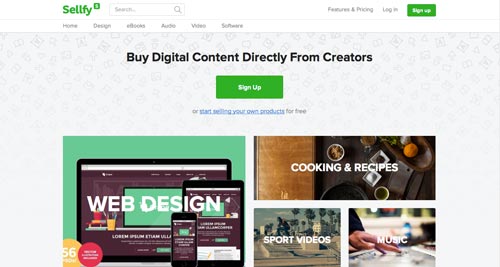 Páginas para vender por internet productos digitales: Sellfy