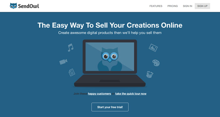 Páginas para vender por internet productos digitales: SendOwl