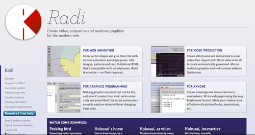 Herramientas para crear animaciones HTML5: Radi