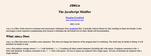 Herramientas para comprimir codigo JavaScript: JSMin