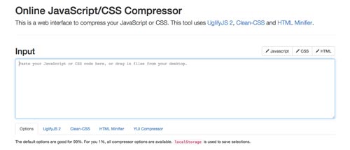 Herramientas para comprimir codigo JavaScript: Online JavaScript/CSS Compressor