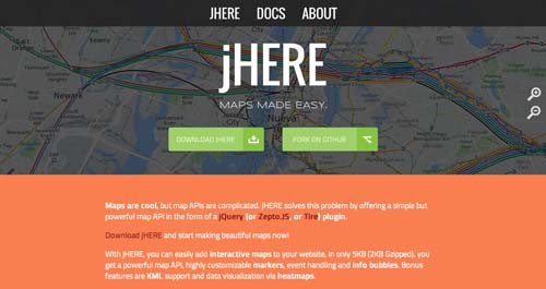 Librerías de JavaScript plugin para crear mapas interactivos: jHere