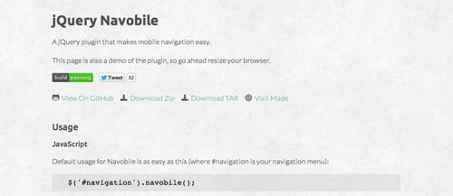 Plugin JQuery optimizados para dispositivos móviles táctiles: JQuery Navobile