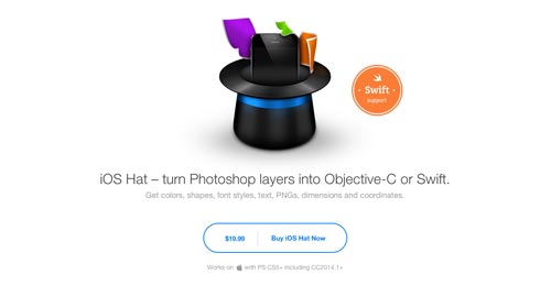 Selección de plugin Photoshop para realizar acciones diversas: iOS Hat
