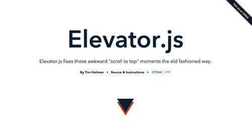Librerías de codigo javascript para añadir efectos de scrolling: Elevator.js
