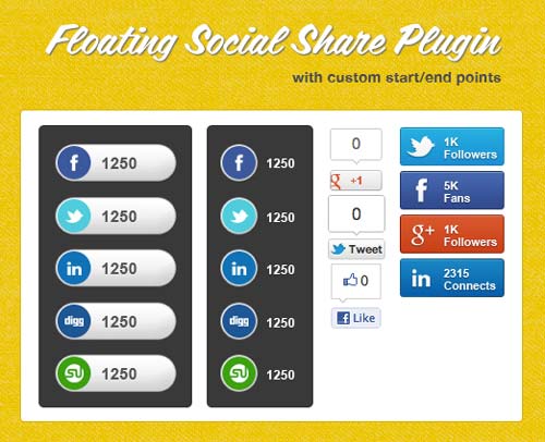 Plugin jQuery para añadir botones de redes sociales: Floating Social Share Plugin