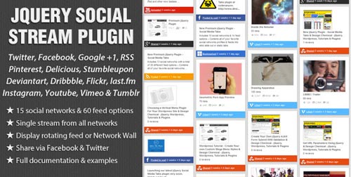 Plugin jQuery para añadir botones de redes sociales: jQuery Social Stream Plugin