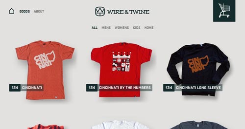 Ejemplos de tiendas online de ropa con un gran diseño: Wire & Twine