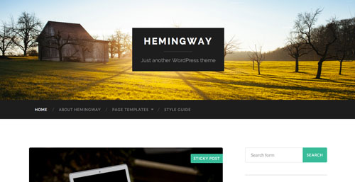 Temas WordPress gratuitos con efecto parallax: Hemingway