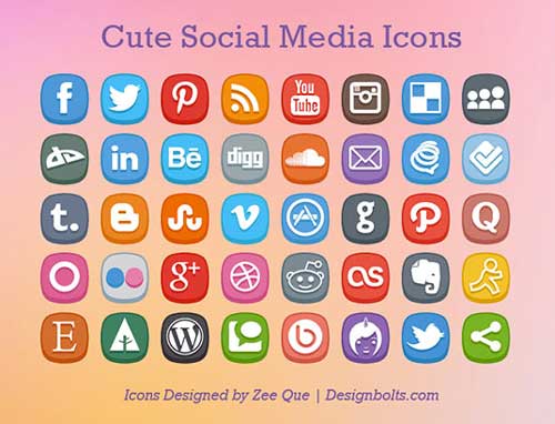 Pack gratuito de iconos de redes sociales: Cute social Media Icons de Zee Que