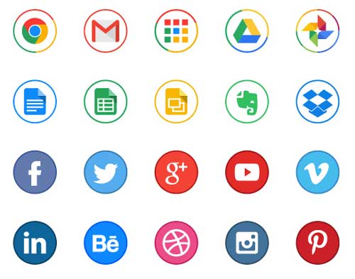Pack gratuito de iconos de redes sociales: Free Circle Icons for Designers de Michal Kulesza 