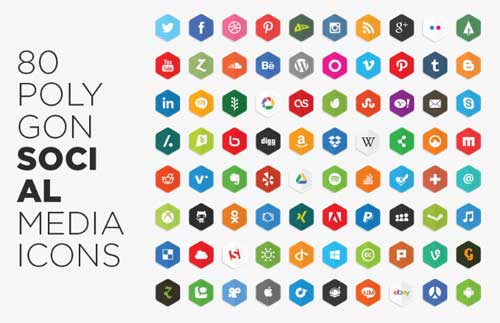 Pack gratuito de iconos de redes sociales: Polygon Social Media Icons de LunarPixel