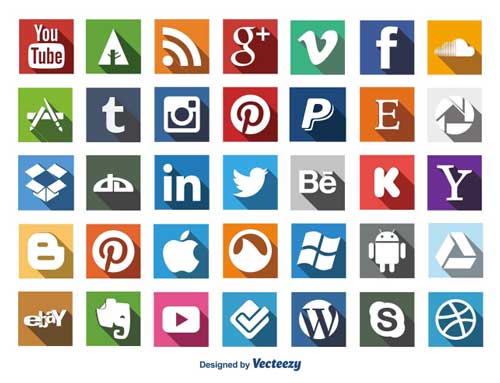 Pack gratuito de iconos de redes sociales: Social Media Long Shadow Icon Set de carterart