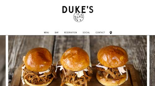 Ejemplo de sitios web de restaurantes: Duke's