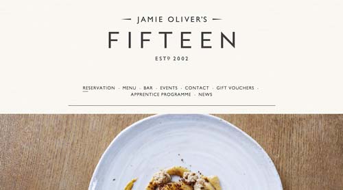 Ejemplo de sitios web de restaurantes: Fifteen