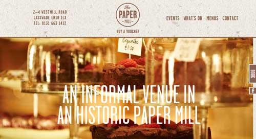 Ejemplo de sitios web de restaurantes: The Paper Mill
