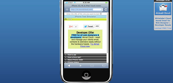 Emulador para sitio web movil iPhone Tester