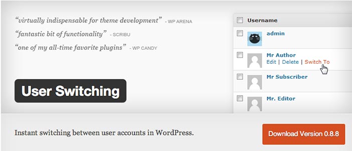 Plugin Wordpress User Switching