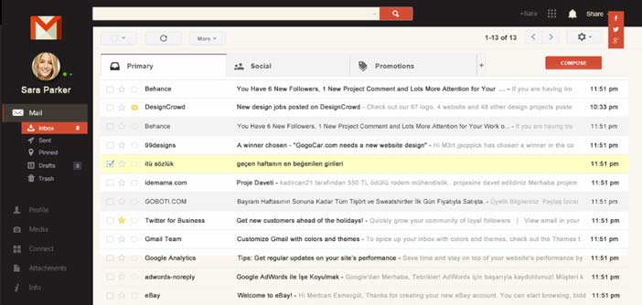 Ejemplos de rediseño de Gmail: Interface Redesign Concept