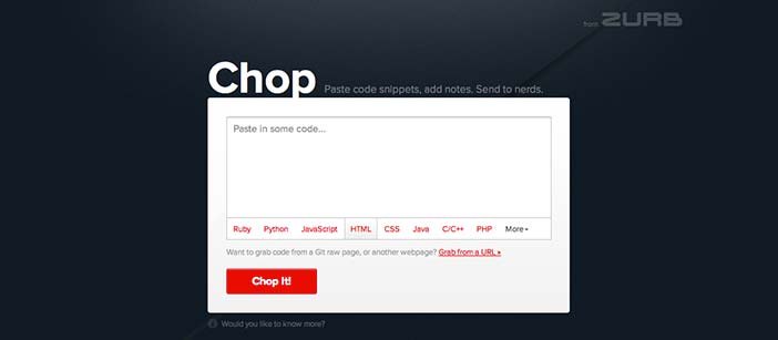 Editor HTML para previsualizar y compartir código: Chop